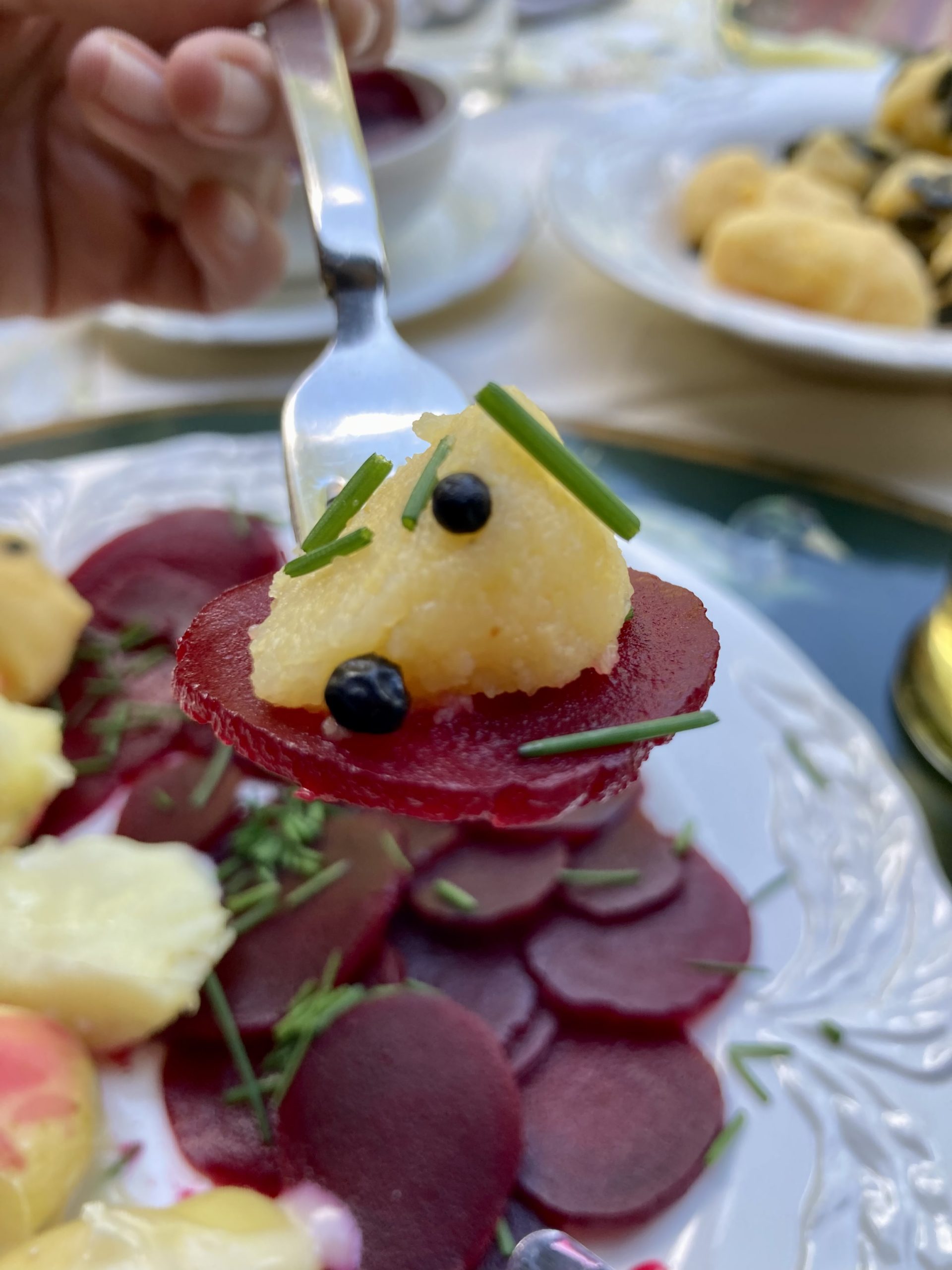 Mehr über den Artikel erfahren Grießbällchen auf roter Beete